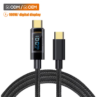 Accessoires pour téléphone Android Ms, câble USB double type C avec affichage, charge rapide 100W max