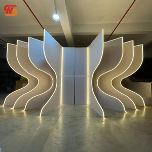 SMOOTHWedding Party Decoration <b>White</b> Curved Panels <b>Acrylic</b> PVC Wedding Panels Backdrop With LED light for Stage Wall Decoration - Product Image 2