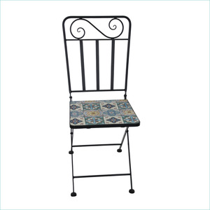 Mosaïque Table Pliable Extérieur Patio Balcon Imperméable Fer Mosaïque Café Table Salle À Manger Salon Bistro Loisirs Mosaïque Chaise - Product Image 6