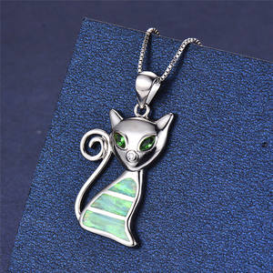 Cute Animal <strong>Fox</strong> Pendant Blue White Green Fire Opal <strong>Necklaces</strong> for Women 925 Sterling Silver Purple Zircon Rainbow Cat <strong>Necklace</strong> - Product Image 6