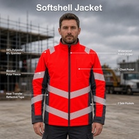 Chaqueta Softshell de Alta Visibilidad para Hombre OEM, Tejido Impermeable con Franjas Reflectantes, Ropa de Trabajo de Seguridad para Eventos al Aire Libre