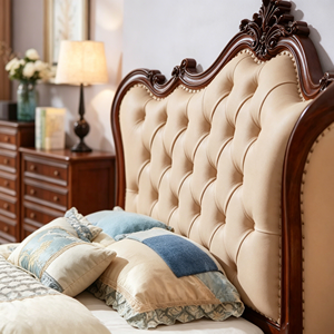 Victorian Queen Size Upholstered Bed Frame with Faux Leather Tufted Headboard and Wooden Frame - Product Image 3