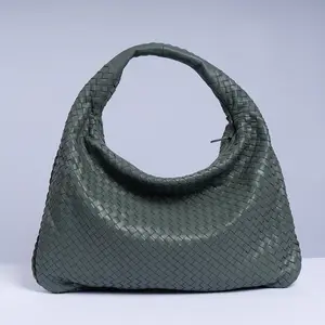 Fashion Designer Genuine Leather Shoulder Bag Ladies Sheep Skin Leather Armpit Bag Women's Luxury Woven Handbag