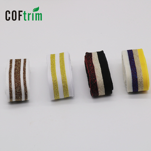 Nhà Máy Cổ Phiếu Bán Buôn 2Cm Mềm Đan Bện <span class=keywords><strong>Webbing</strong></span> Lurex Sọc Dệt Kim Quần <span class=keywords><strong>Webbing</strong></span> Cho Băng May Mặc - Product Image 4