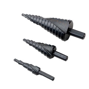 Step Drill Bit Set 3 Pc Metric Hex Shank High Speed Steel For Steel Drilling - Product Image 1