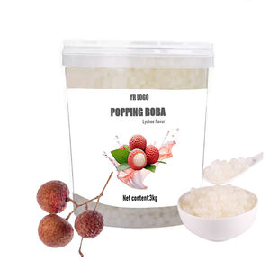 Perles de boba lychee premium concentrées en bouteille pour les boissons à bulles et les garnitures de desserts - Vente en gros directe d'usine - Product Image 1