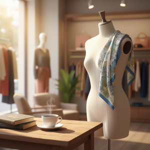 Foulard quadrato floreale 70x70cm in seta stampata per donna, accessorio moda - Product Image 2