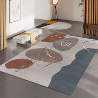 Tapis géométrique simple de luxe léger personnalisé, tissé à la machine, lavable en machine, utilisation multi-espaces, salon, table basse, canapé