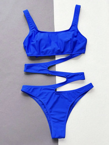 Costume da bagno intero sexy da donna, tinta unita, con design scavato, per l'estate e la spiaggia - Product Image 4