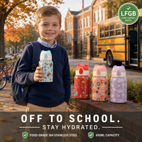 Bouteille d'eau isotherme pour enfants 450 ml à double paroi en acier inoxydable 304 avec bouchon oreilles d'animaux pour l'école