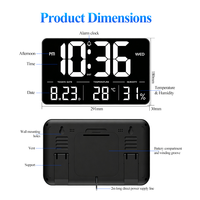 Horloge numérique LED intelligente WIFI, contrôle par application, synchronisation automatique de l'heure, DST, 13 pouces, avec affichage de la température et de l'humidité, horloge de bureau pour la maison et le bureau