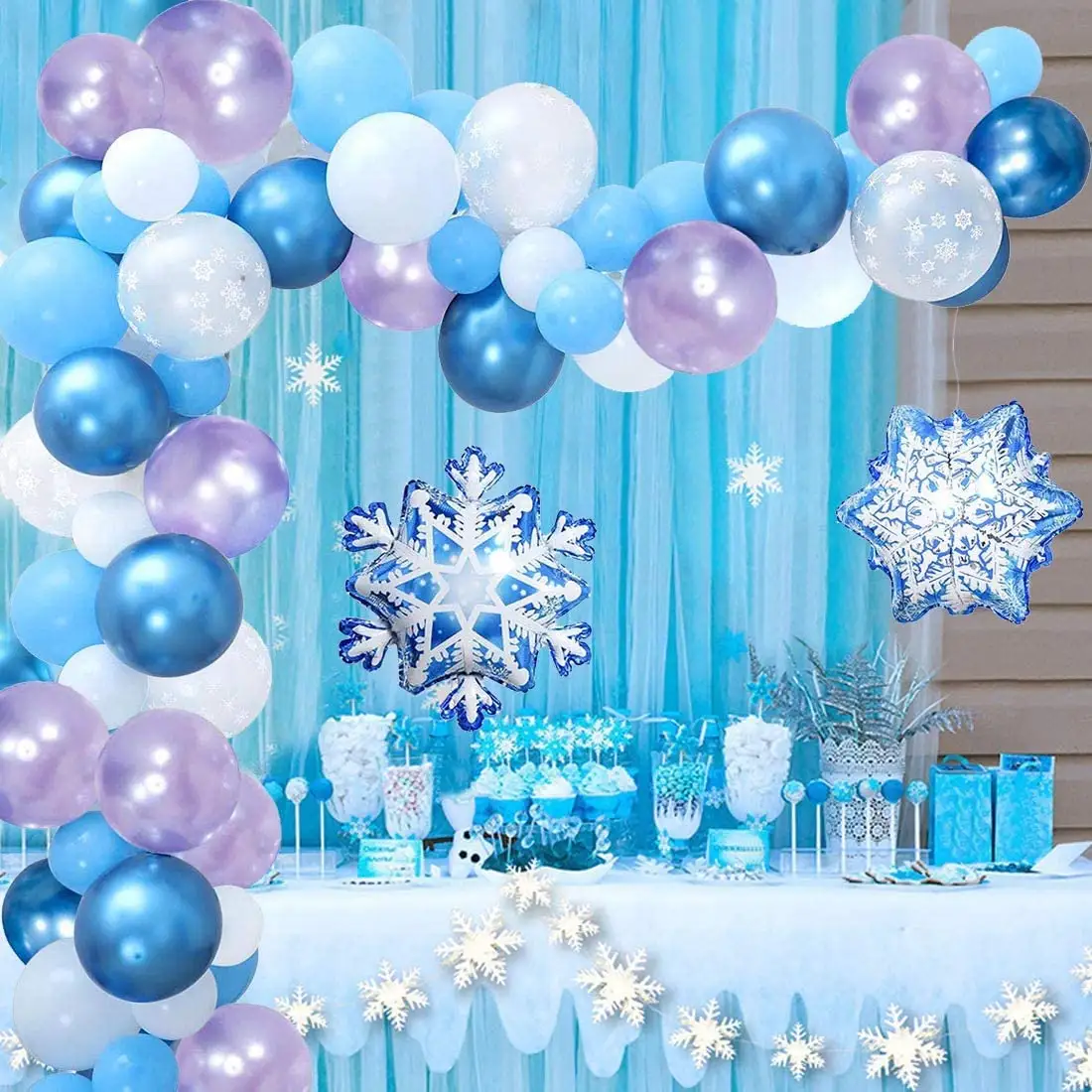 Conjunto para decoração de balão frozen, kit de balões para decoração de festas de aniversário congelados com 16ft