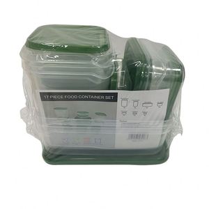Boîte à lunch en plastique pour réfrigérateur, ensemble de récipients en plastique pour garder les aliments frais, bac à légumes, <span class=keywords><strong>bocaux</strong></span> avec couvercle, 17 pièces en gros - Product Image 5