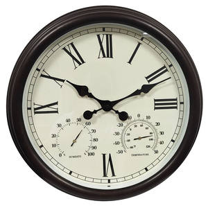 15 pulgadas Vintage cuarzo jardín exterior interior impermeable <span class=keywords><strong>reloj</strong></span> termómetro higrómetro humedad temperatura Relojes de pared - Product Image 1