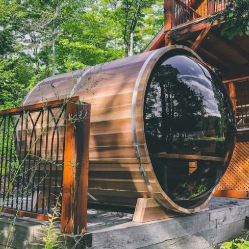 Baril panoramique en bois de finition, 4 à 8, équipement de Sauna, en fibre de bois, traditionnel