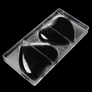قالب شوكولاتة للخبز بتجويفين على شكل قلب كبير، قالب بلاستيكي للحلويات والشوكولاتة - Product Image 2