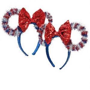 H.E.R ACCESSORIES Bandeau de costume avec oreilles de Minnie Mouse sous licence Disney, design personnalisé pour enfants, cadeau animal mignon, fabriqué aux États-Unis - Product Image 1