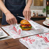 Papier d'emballage pour sandwichs et hamburgers, écologique, résistant à la graisse, recyclable, personnalisé avec logo pour restaurants, vente en gros