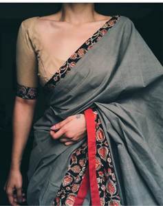 Saree en coton Chanderi moderne avec organza et georgette Salwar Kameez doux pour la fête - Product Image 5