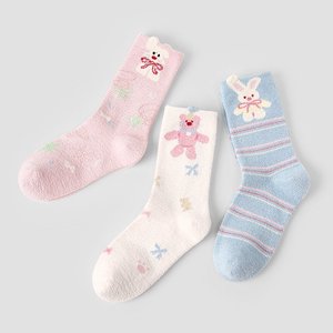 Customizable Warm Coral Fleece <strong>Socks</strong> for Women Autumn and Winter Thickened Cute <strong>Socks</strong> Cartoon Animal Plush Mid-calf Women <strong>Socks</strong> - Product Image 1