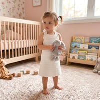 Nouvelle Arrivée Robe d'été en Coton Doux Tricoté pour Bébé Fille, Robe Unie Sans Manches en Maille Creuse avec Volants à l'Ourlet pour Enfants