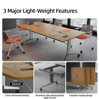 Table de conférence moderne, portable et pliable en bois pour le bureau, la maison, l'école