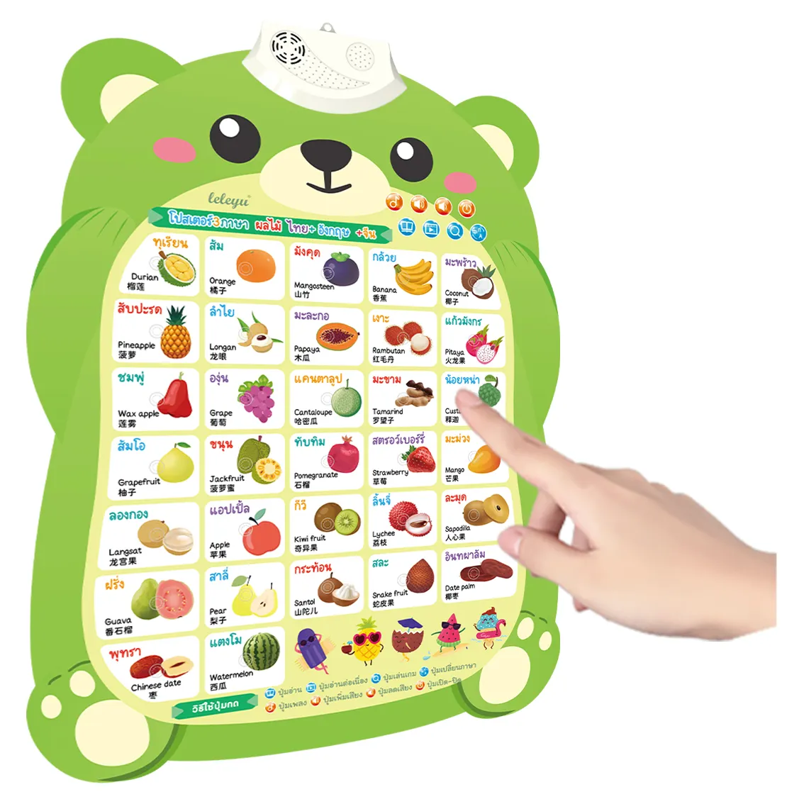 Customized Other Educational Toy Learning Chart for Kids Thai Fruits Toys Poster Learning Machine