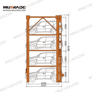 Apilador de cuatro postes hidráulico Elevador de estacionamiento de apilador triple de coche vertical de 4 niveles