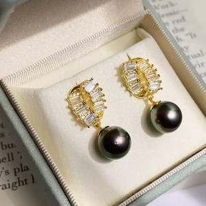 Boucles d'oreilles en argent S925 22649, accessoires de perles DIY à la mode avec perles de 9 à 11 mm, support vide pour femmes - Product Image 1