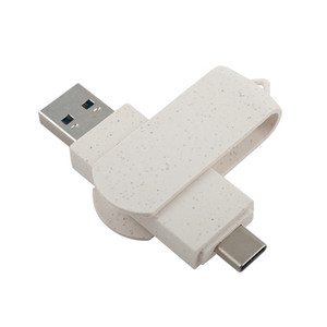 Mu-001 Mát Tái Chế Chất Liệu Di Động Ổ Đĩa Flash 1Tb Bộ Nhớ USB Rơm Lúa Mì Xoay 128GB Bút Ổ Đĩa Pendrive 2 in1 Key Stick - Product Image 2