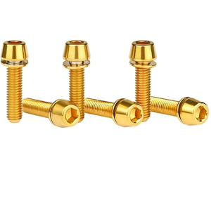 Tornillo hexagonal de titanio M5x16 de 18 mm con cabeza cónica y arandela para ejes de bicicleta. - Product Image 4