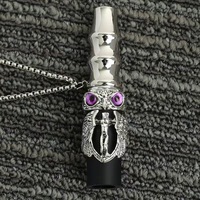 Collier pendentif crâne en métal Alpha-H pour hommes, design miroir anti-stress avec porte-cigarette, style européen-américain