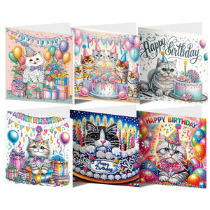 5D Pha Lê Kim Cương bức tranh thiệp chúc mừng Bộ dụng cụ 6PCS SET DIY kim cương bức tranh sinh nhật thẻ cho người lớn trẻ em - Product Image 1