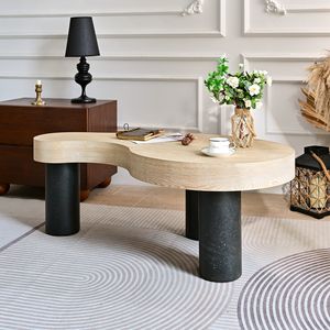 Mesa de Centro de Madera Natural Estilo Europeo INNOVA, Mueble de Salón con Tres Patas Extensibles, Decorativa, Estilo Antiguo para el Hogar - Product Image 3