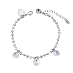 76069 Xuping 2020铑色水晶，珠子和铃与吊坠手环