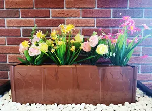 Brick Effect Sustainable Garden Edging Simplesmente Martelo em Usar o Gramado Anexado Stakes ou Flower Bed Border L45cmxH15cm