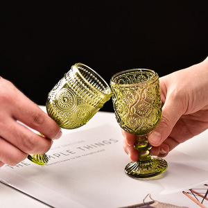 Juego de Vasos de Vidrio Vintage Estilo Europeo con Rayas Verticales y Mezcla de Colores, Cinco Vasos Personalizables para <span class=keywords><strong>Vino</strong></span> Tinto y Helado de Uso Doméstico - Product Image 2