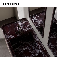 Tostone, magnifique vasque en marbre rouge Rosso naturel, design simple pour appartements, villas, hôtels, décoration intérieure de salle de bain
