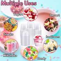 Gobelets en plastique PET de 8 oz avec couvercles, personnalisables avec logo, transparents, pour boissons, yaourts et desserts, emballage alimentaire pour usage alimentaire