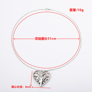 Colgante de aleación chapado en plata con forma de corazón, regalo de joyería con temática romántica para mujeres y hombres, accesorio de moda unisex 2024 - Product Image 4