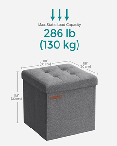 SONGMICS Pouf Contenitore <span class=keywords><strong>Pieghevole</strong></span> Moderno Piccolo, <span class=keywords><strong>Poggiapiedi</strong></span> a Cubo per Scuola, Ingresso, Soggiorno, Camera da Letto, Dormitorio - Product Image 5