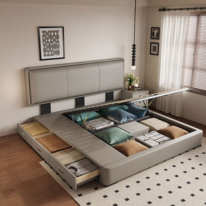 Lit moderne de luxe <span class=keywords><strong>pour</strong></span> chambre à coucher, confortable, rembourré en cuir, haute qualité, taille Queen/King - Product Image 5