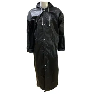 EVA jas hujan ponco untuk dewasa, dapat digunakan kembali untuk wanita pria dengan tudung dan tali serut