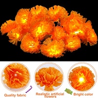 Lampu Hias Halloween Bentuk Bunga Marigold, 20 LED, Baterai, Lampu Bunga Marigold Buatan untuk Hari Orang Mati