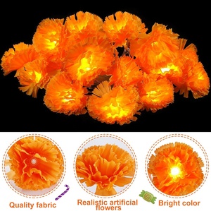 Guirnalda de Caléndulas de Halloween con Luces de Hadas, Funciona con Pilas, 20 Luces LED de Flores Artificiales de Caléndula para el Día de Muertos - Product Image 6