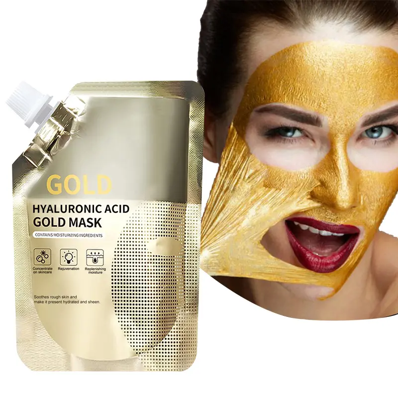 Yüz çamur maskesi özel etiket nemlendirici yumuşatma Anti-aging kırışıklık kaldırma Retinol Hyarluronic asit 24K altın Unisex 100g