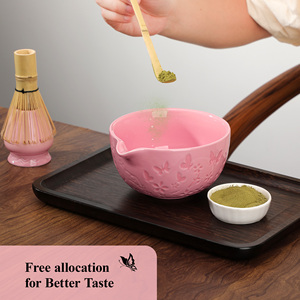 Japanese 4-Piece Matcha <b>Tea</b> <b>Set</b> Ceramic Bowl & Bamboo Whisk with Butterfly Pattern Traditional Matcha <b>Tea</b> Ceremony <b>Set</b> - Product Image 3