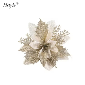 Hstyle SSD503 6 uds flores artificiales de Navidad <span class=keywords><strong>con</strong></span> purpurina decoración de árbol de Navidad flores artificiales adornos de Navidad decoración de Año Nuevo - Product Image 2