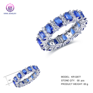 Anillos de Plata de Ley 925 con Circonita Cúbica y Piedra Natural Grabada, Joyería al por Mayor para Hombre y Mujer, con Piedra Azul - Product Image 3