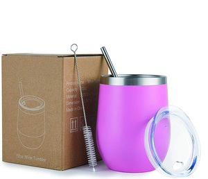 Commercio all'ingrosso in acciaio inox sottovuoto bicchiere di vino 6oz 12oz 18oz Thermos tazza con paglia per <span class=keywords><strong>acqua</strong></span> e bevande di stoccaggio - Product Image 2